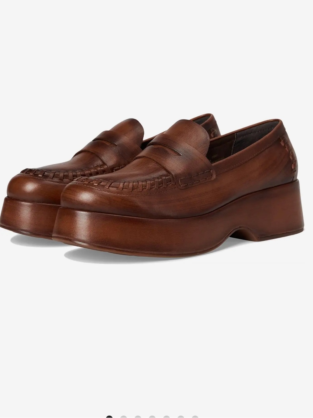 NIB Kork-Ease Pixie Leather 2” Platform Penny Loafers Brown Sz 7.5